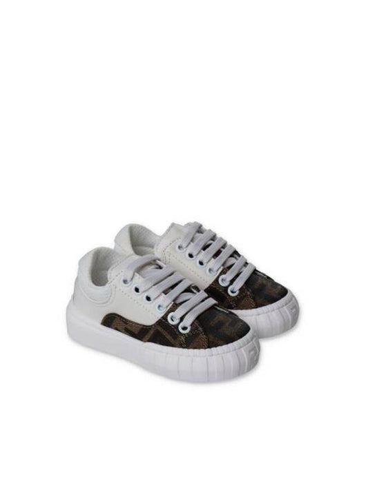 Luxury Fendi Kids Force Leather Low Top Sneakers White