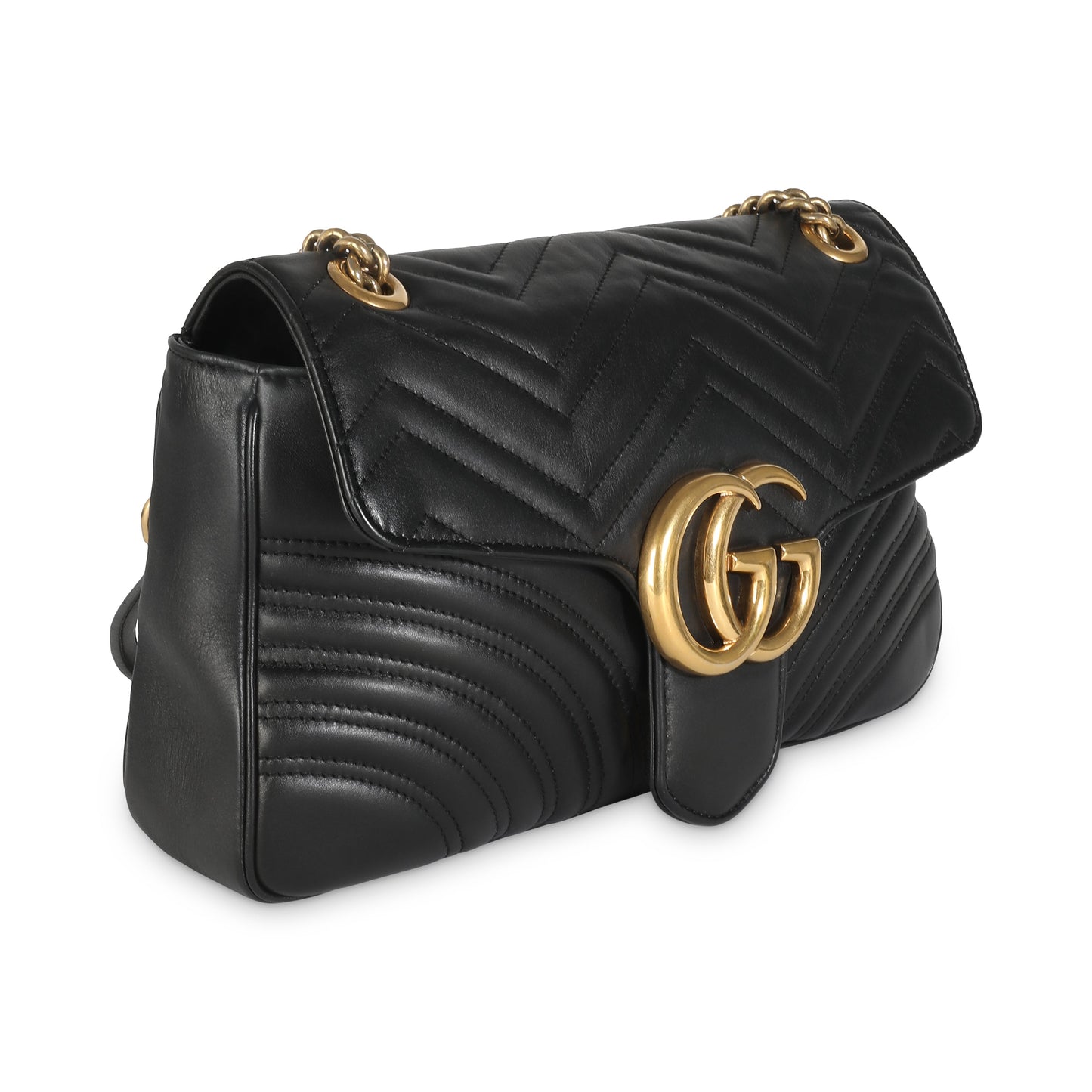 Luxury Gucci Trending 2025 Black Matelasse Calfskin Medium GG Marmont Bag