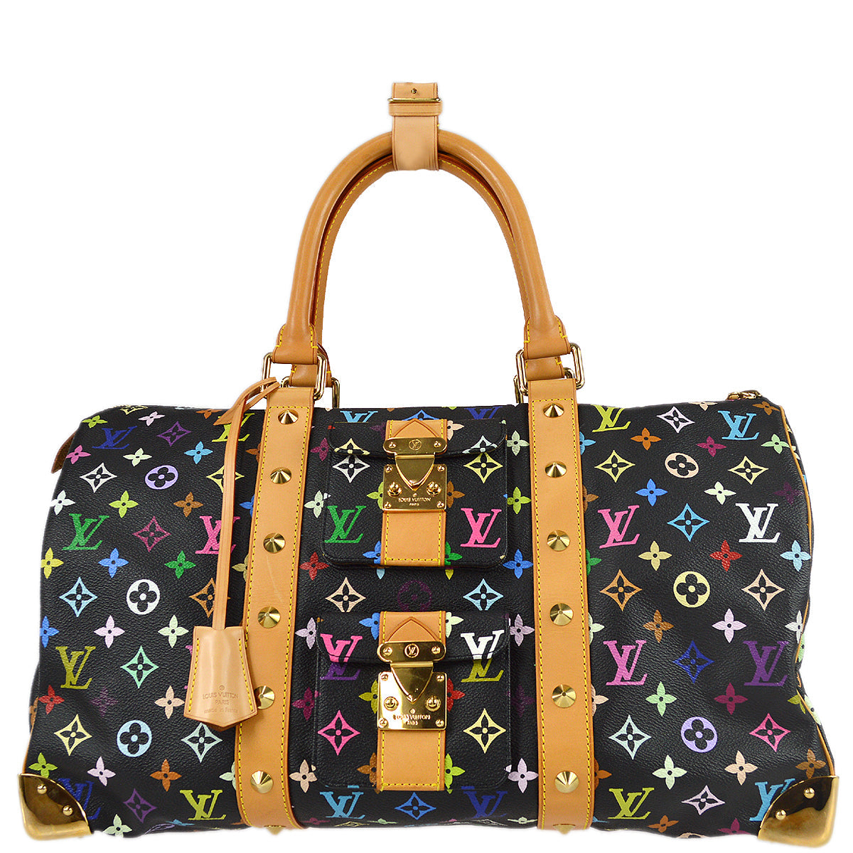 Louis Vuitton 2004 Black Monogram Multicolor Keepall 45 M92640