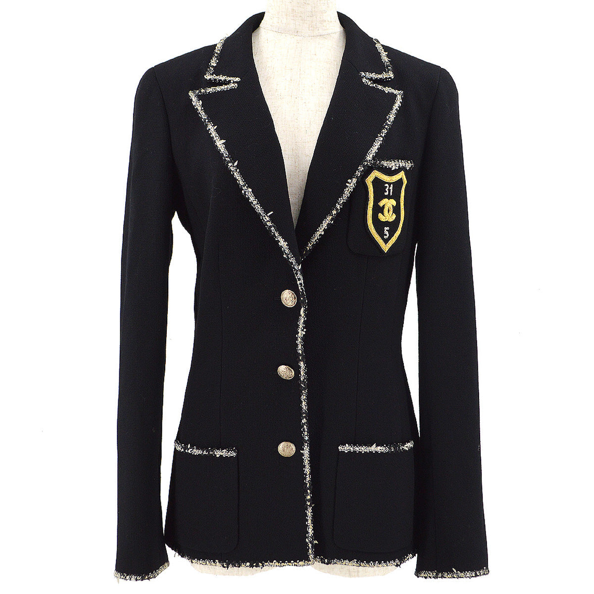 Luxury Chanel 2005 Cruise logo-embroidered wool blazer #38