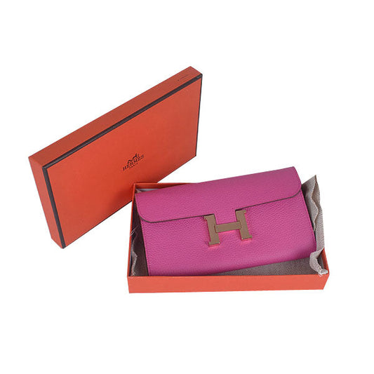 Luxury Hermes Wallet H6023 Wallet Cow Leather Pink