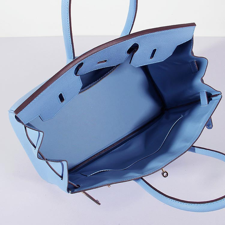 Luxury Hermes 35cm Birkin Bag Epsom Leather Light Blue Gold