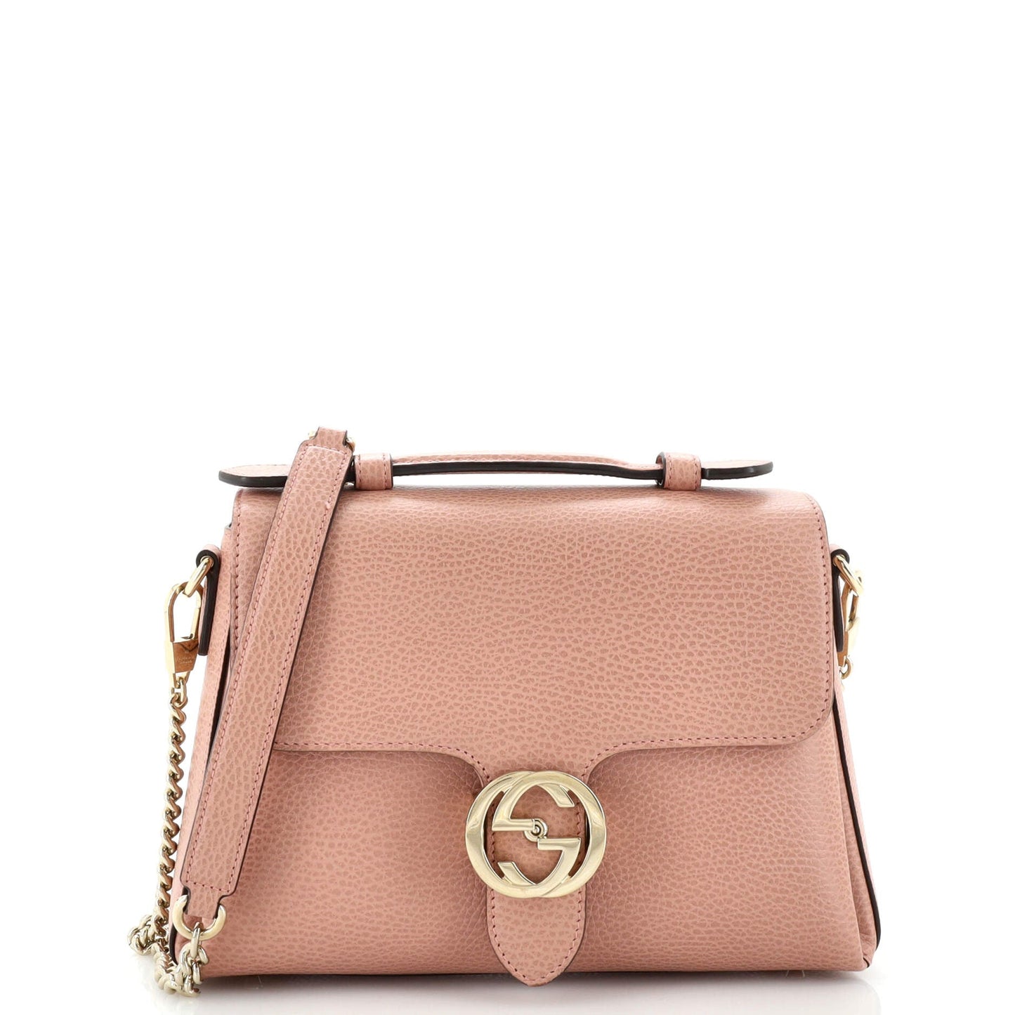 Luxury Gucci Trending 2025 Interlocking Top Handle Bag Leather Small