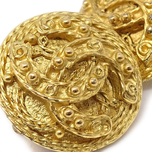 Luxury Chanel 1994 Gold 'CC' Filigree Earrings Small