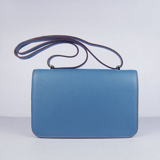 Luxury Hermes calf Leather Message Bag H020 blue golden