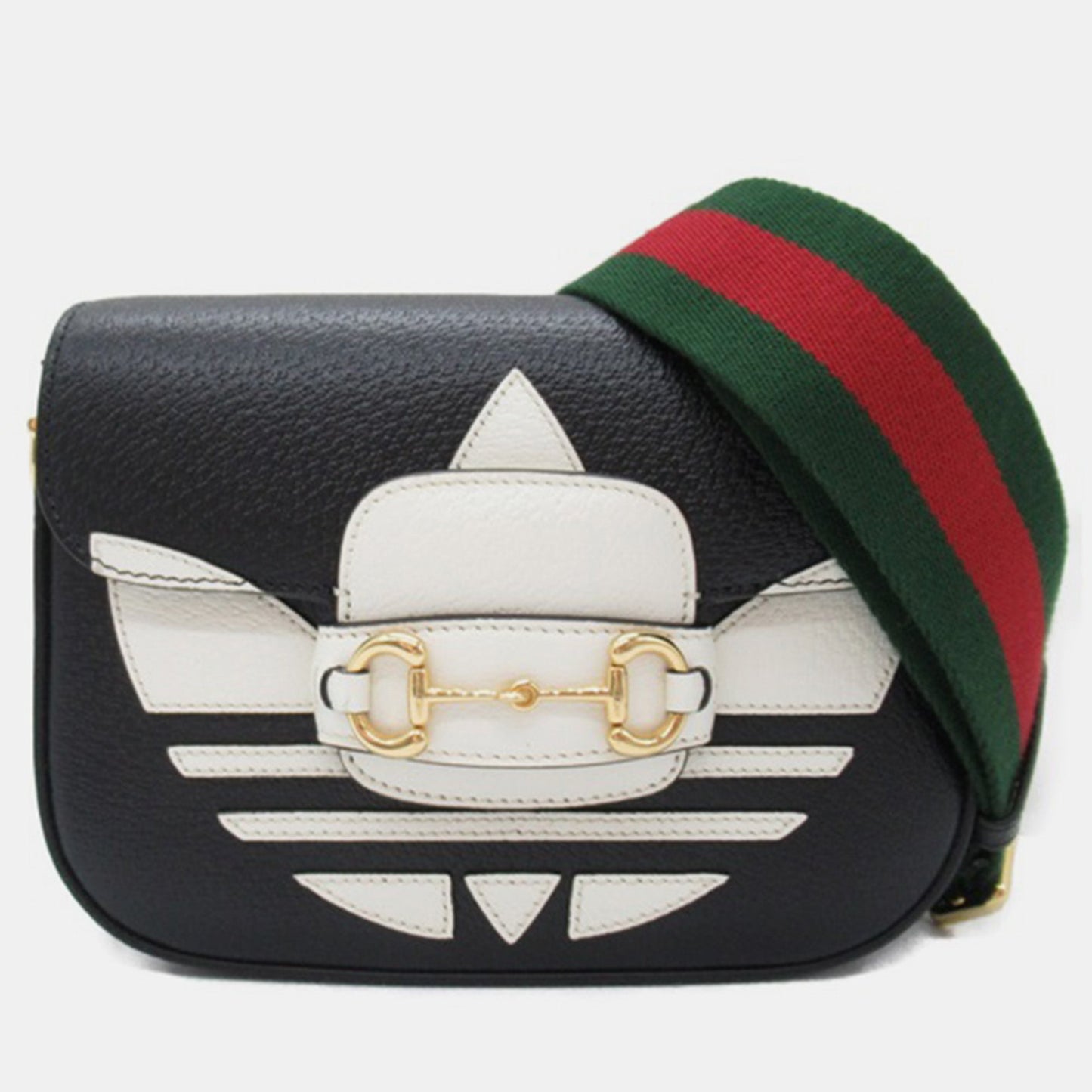 Luxury Gucci Trending 2025 X Adidas Black Leather Horsebit 1955 Shoulder Bag