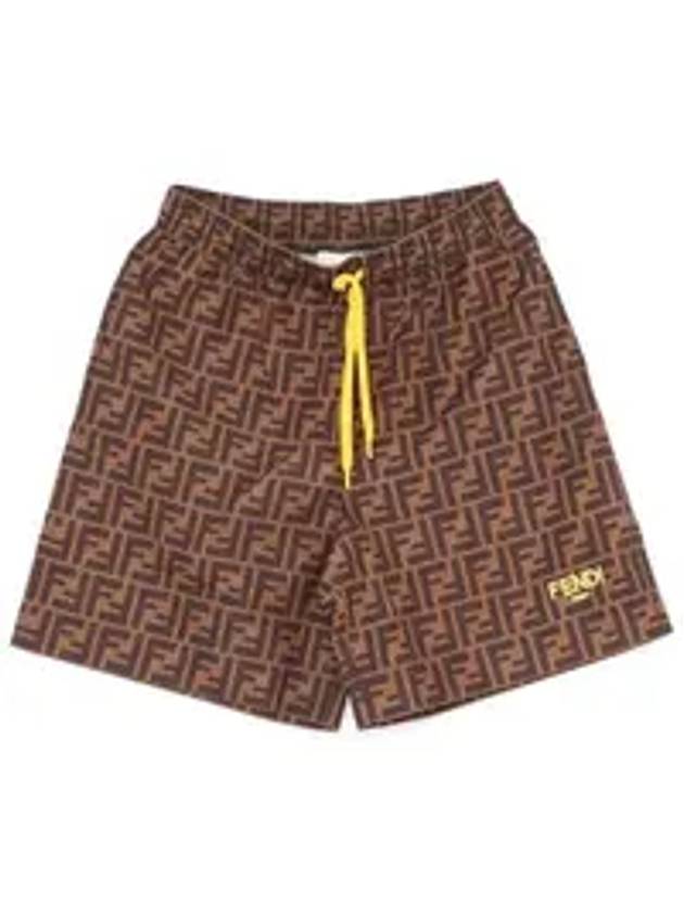 Luxury Fendi FF Logo All-Over Swim Shorts Brown