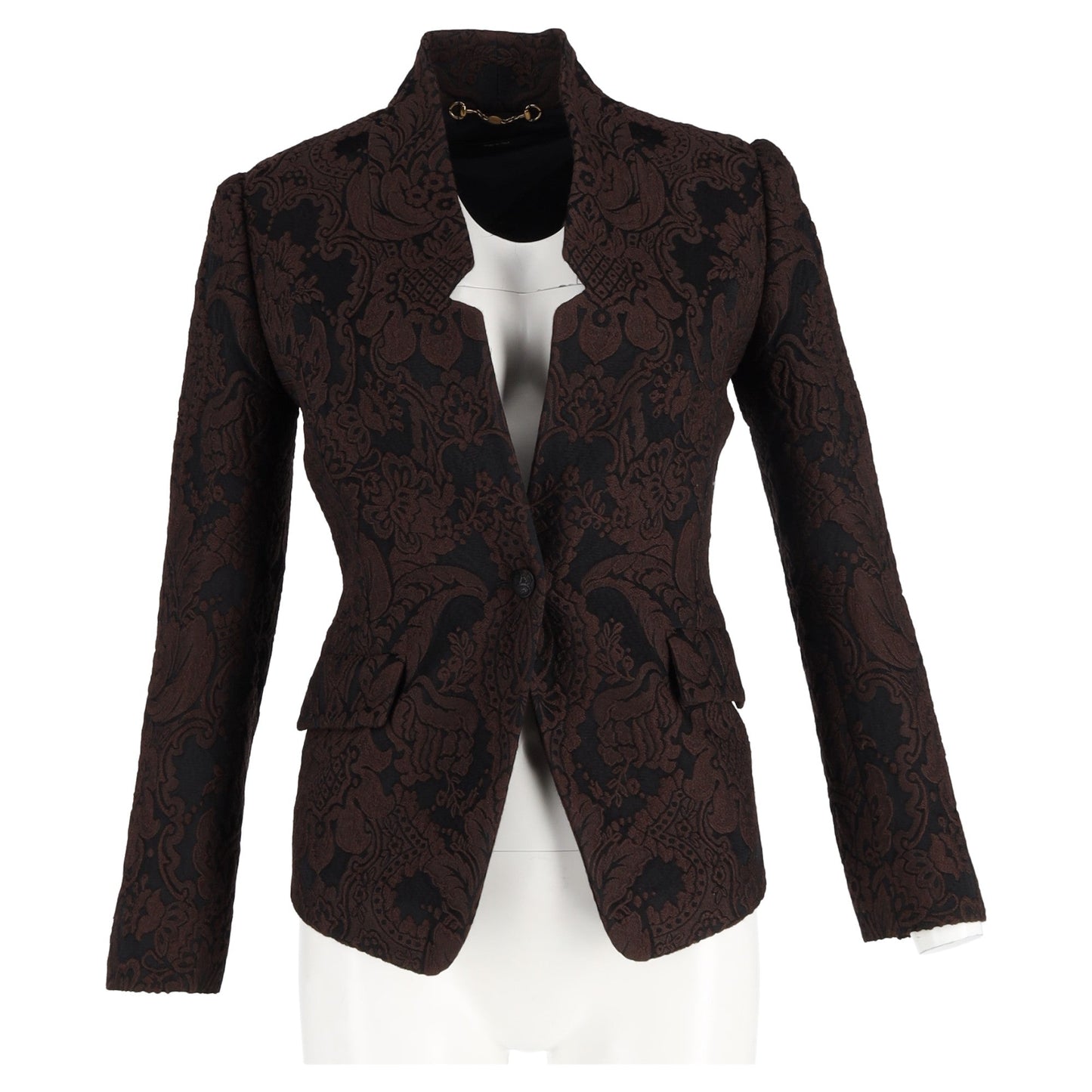 Gucci 2010s Floral-Jacquard Blazer in Brown Wool