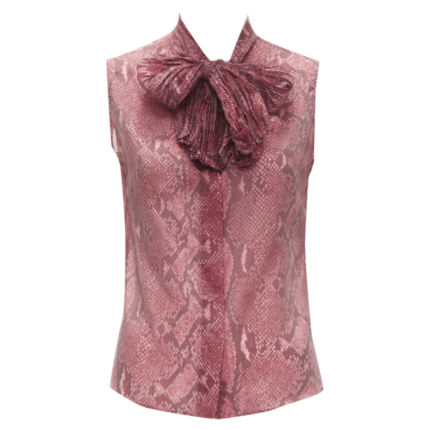 Gucci Tom Ford scaled leather print bow collar blouse