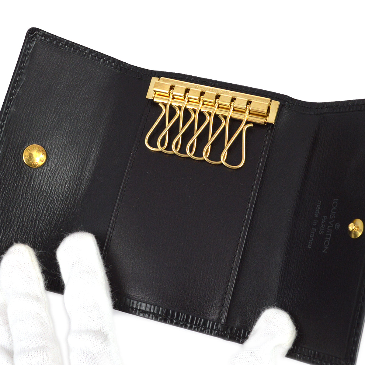 Louis Vuitton 1993 Black Epi Multicles 6 Key Case M63812 Small Good