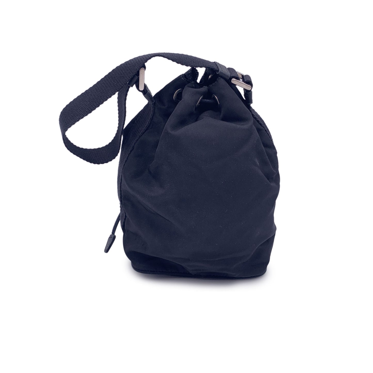 Luxury PradaBlack Nylon Mini Tessuto Nylon Duet Bucket Bag Handbag