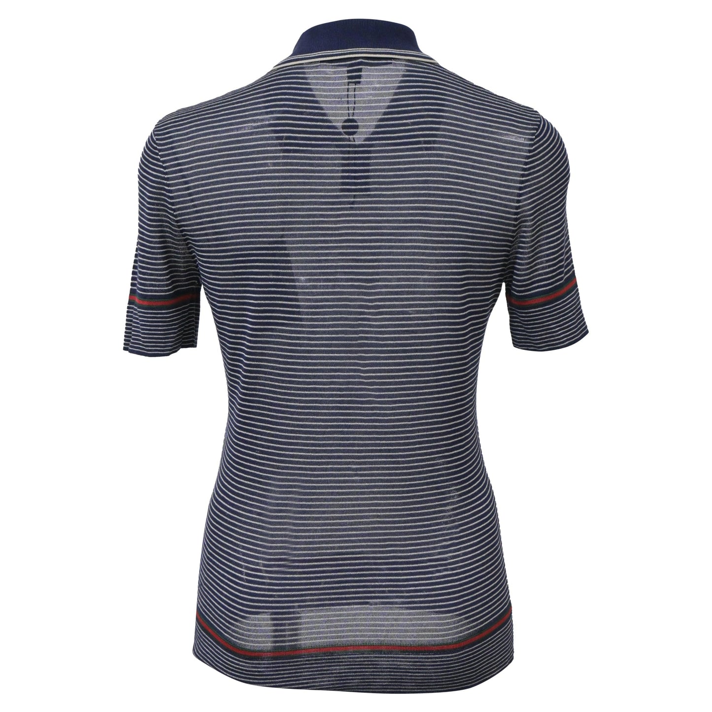 Luxury Gucci Trending 2025 Striped Knit Polo Shirt in Navy Blue Silk