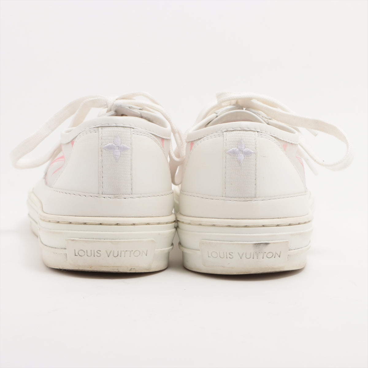 Louis Vuitton 20 Years Mesh  Leather Trainers 39 1/2  White × Pink LD0220 Monogram