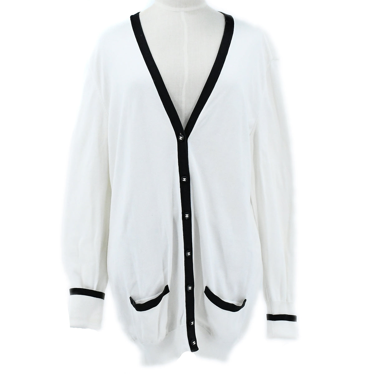 Luxury Chanel 1996 Spring CC-buttons V-neck cotton cardigan #46