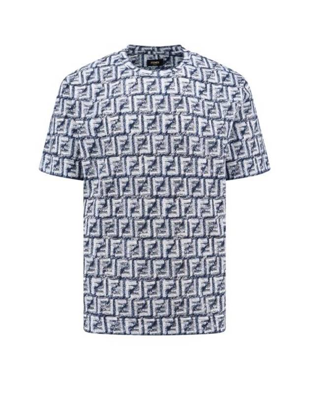 Luxury Fendi FF Cotton Short Sleeve T-Shirt Blue