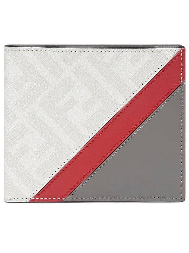 Luxury Fendi FF Logo Fabric Half Wallet Grey