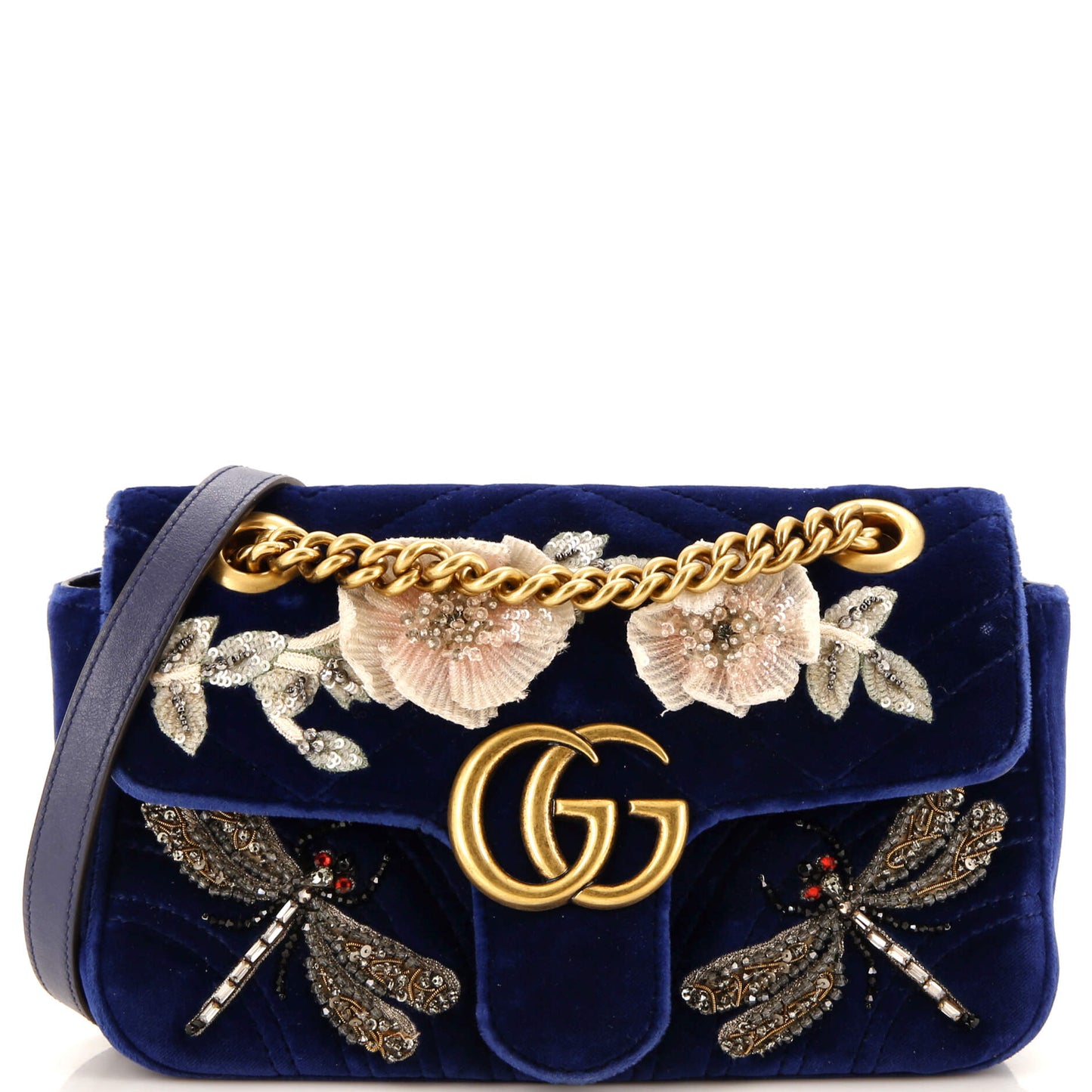 Luxury Gucci Trending 2025 GG Marmont Flap Bag Embellished Matelasse Velvet Mini
