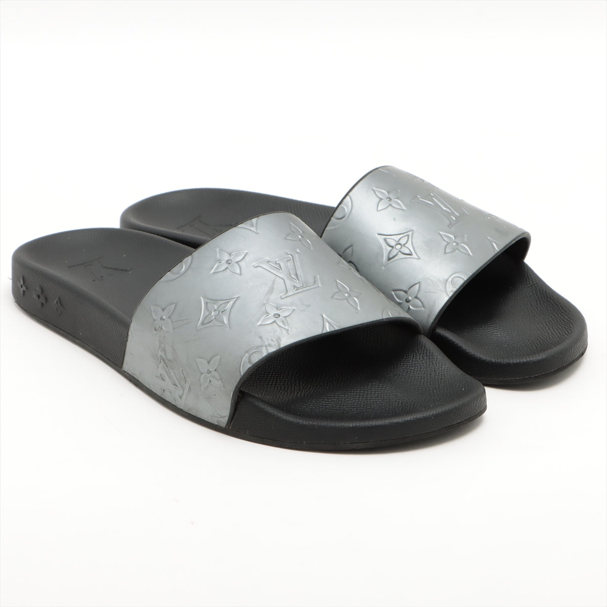 Louis Vuitton Water Frontline 21 Years Laver Sandal 7 Men Black x Silver VS0251 Monogram Adhesive Shredded