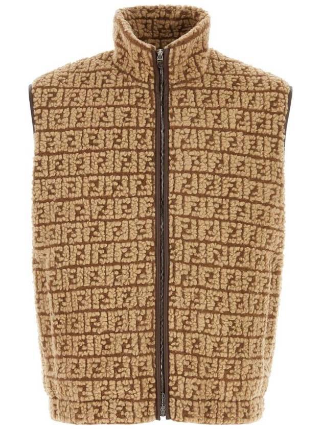 Luxury Fendi All Over FF Motif High Neck Vest Brown