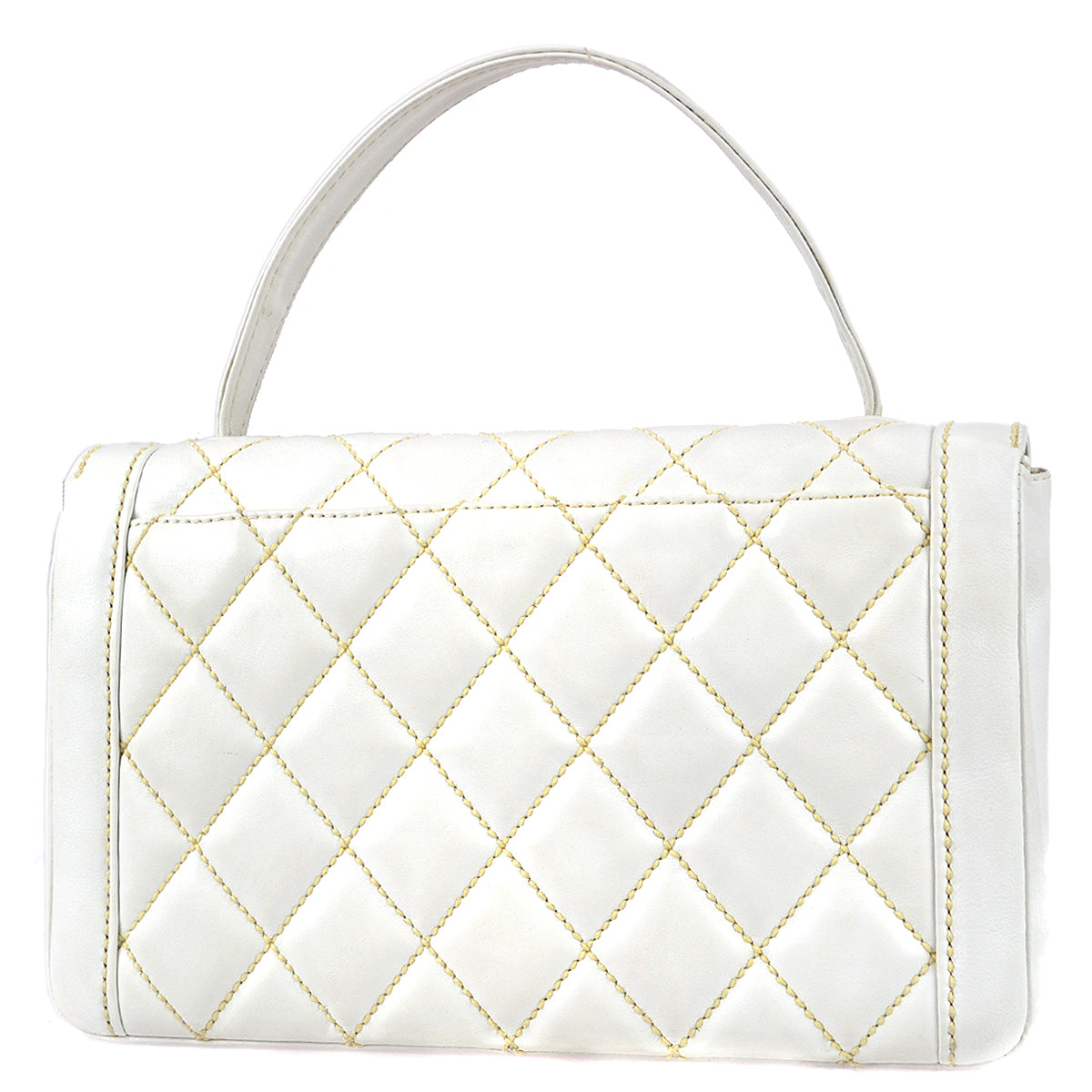 Luxury Chanel 2004-2005 White Calfskin Wild Stitch Handbag