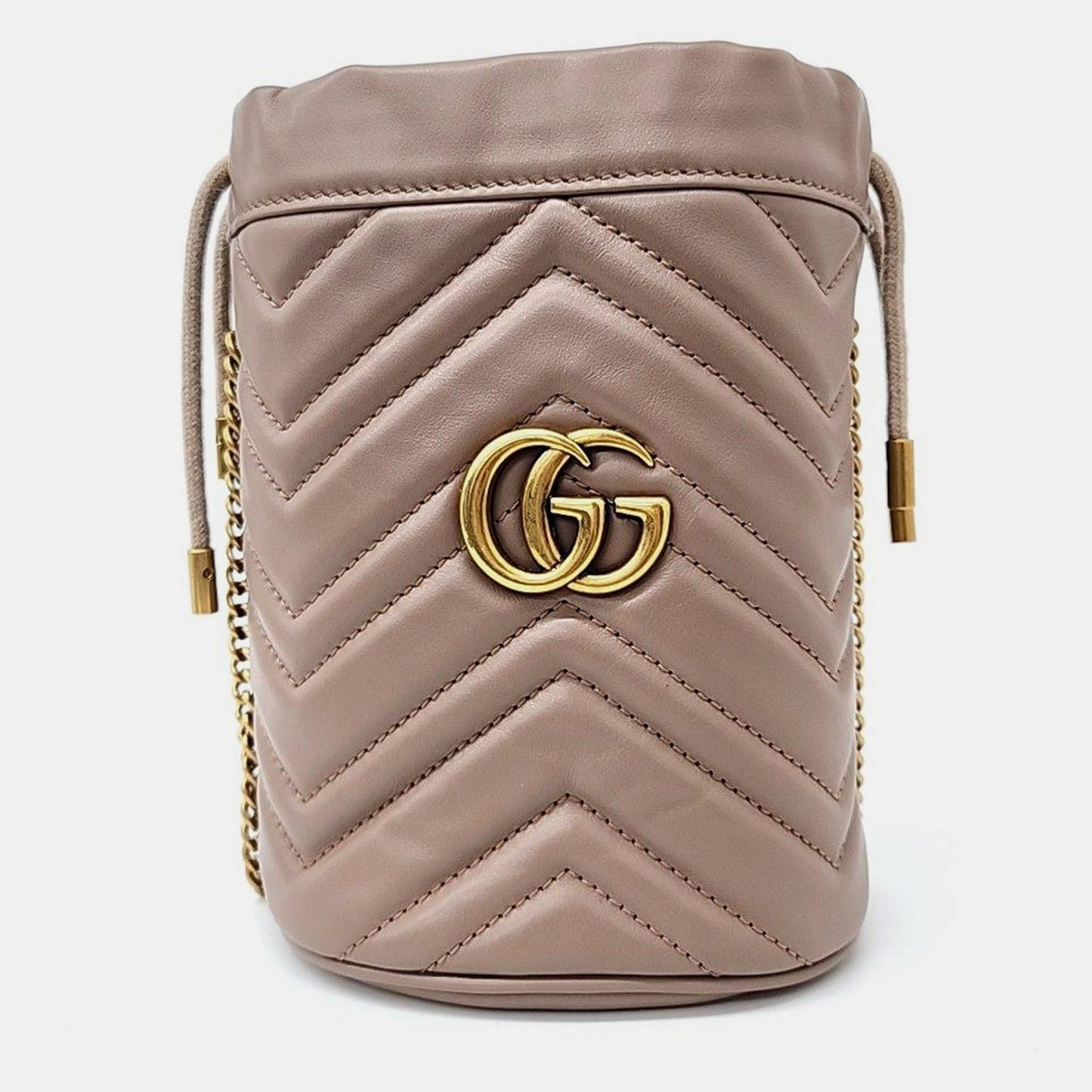 Luxury Gucci Trending 2025 pink leather GG Marmont Mini Bucket Bag