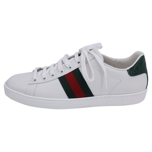 Gucci Women's Ace Sneaker with Web Detail in White Leather