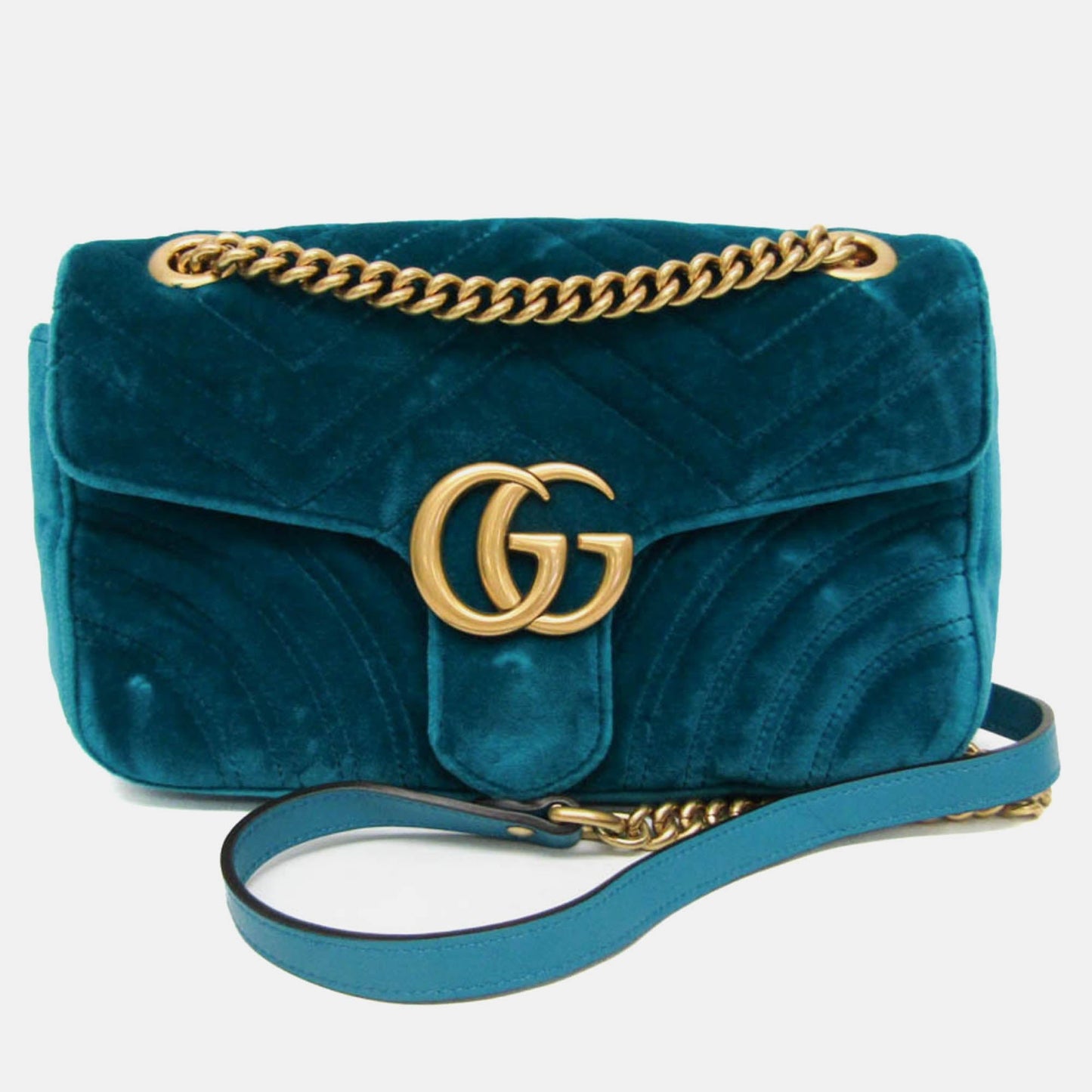 Luxury Gucci Trending 2025 Green Velvet Small GG Marmont Shoulder Bag