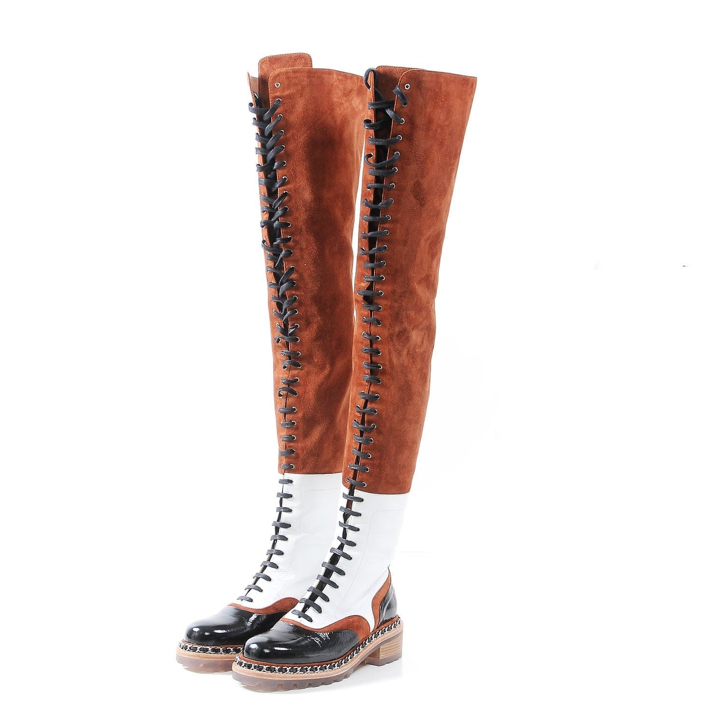 CHANEL SUEDE CALFSKIN THIGH HIGH BOOTS
