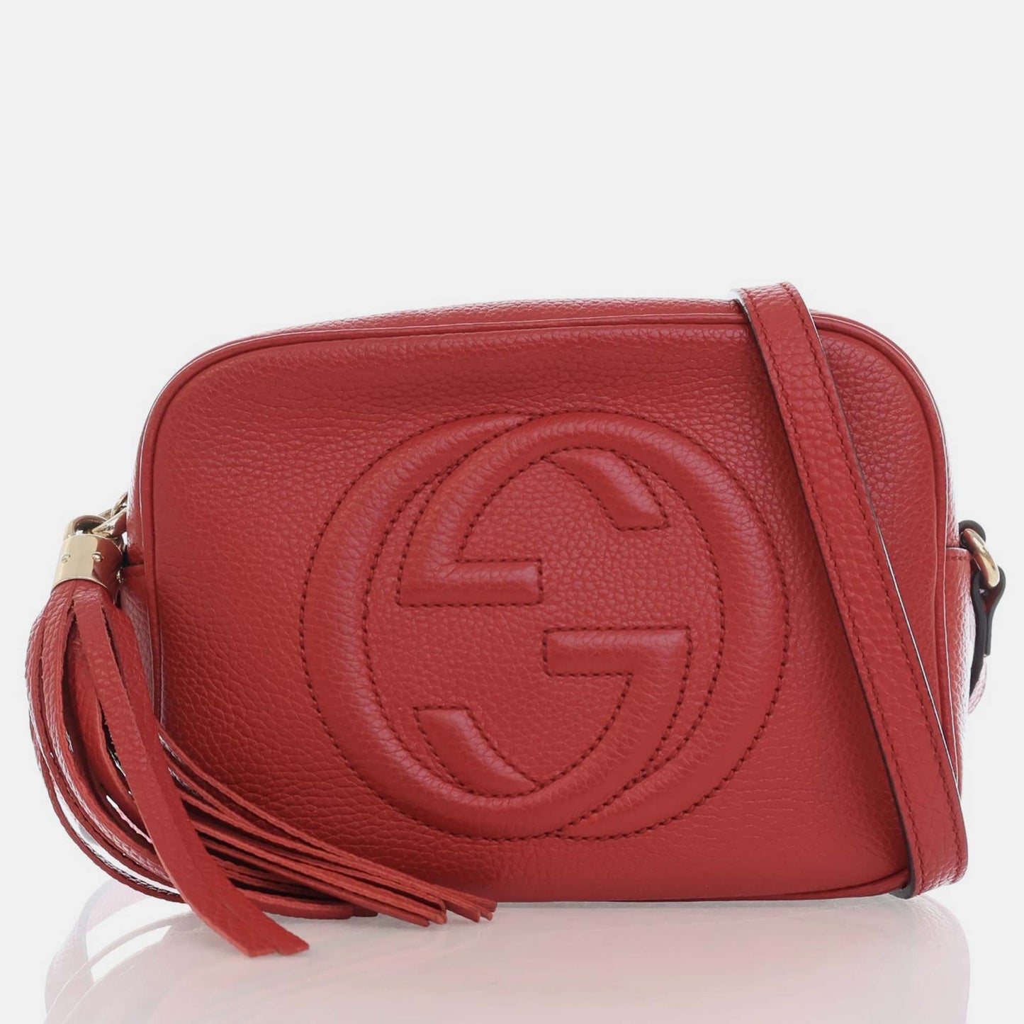 Luxury Gucci Trending 2025 Red Leather Small Soho Disco Shoulder Bag