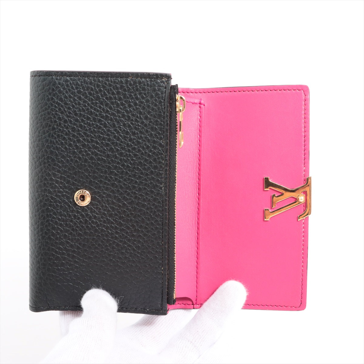 Louis Vuitton  Portfolio Capsine Compact M62157 Black x Pink Wallet