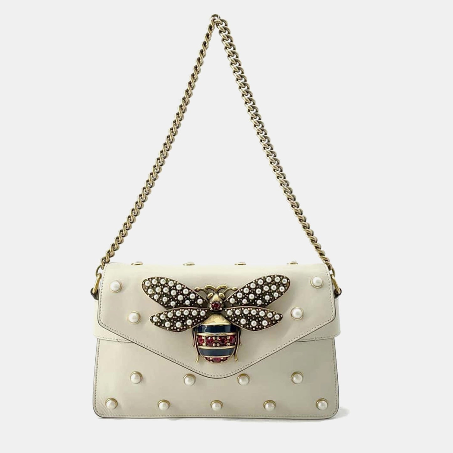 Luxury Gucci Trending 2025 White Leather Broadway Shoulder Bag