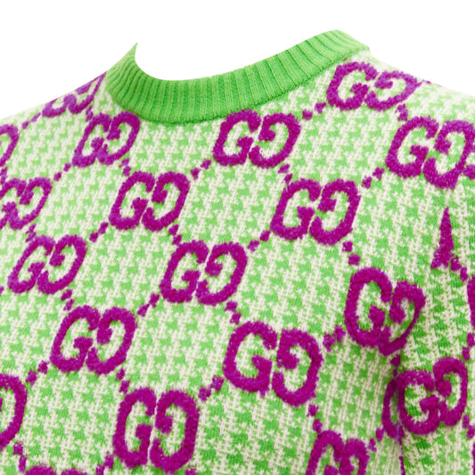 Gucci wool monogram jacquard crew sweater dress