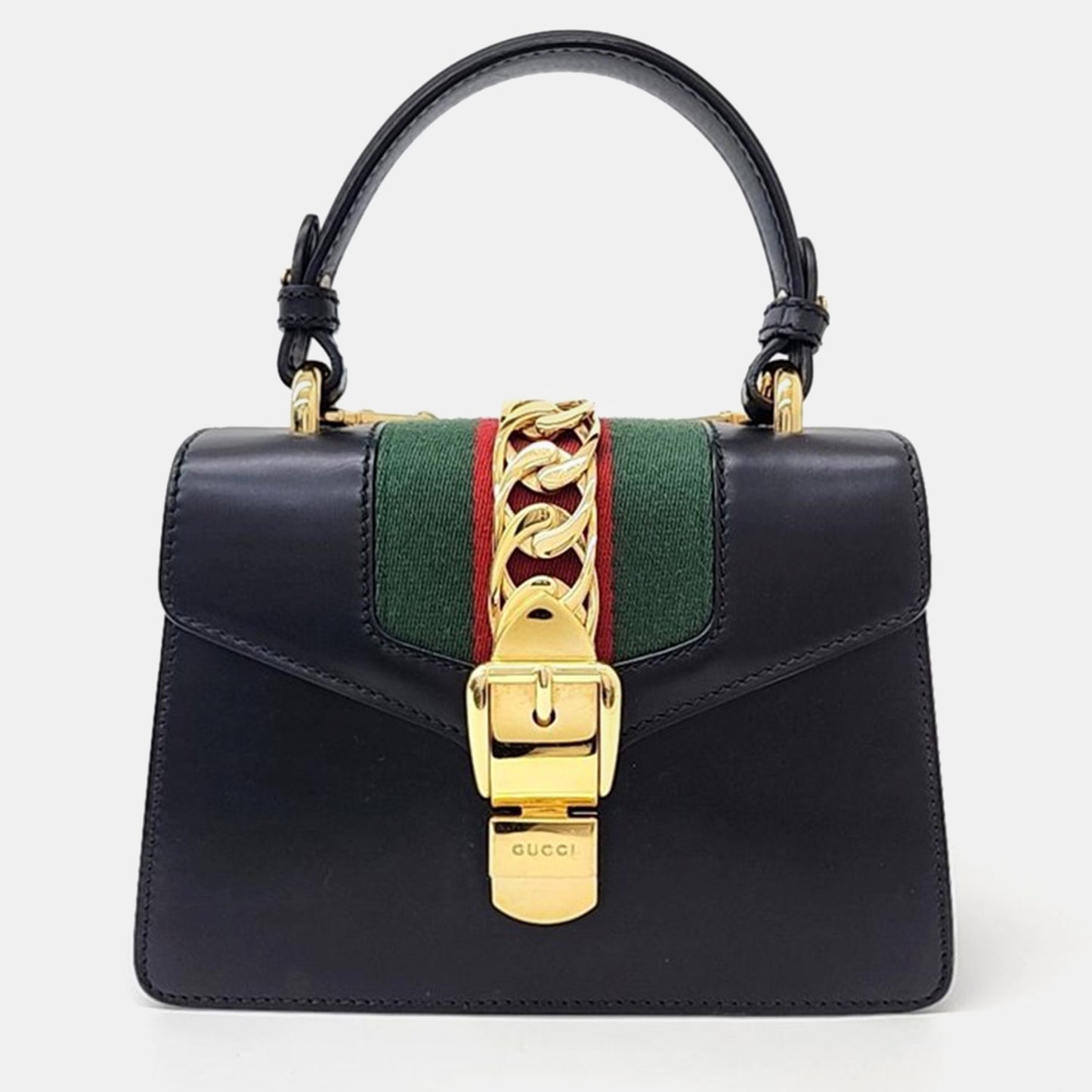 Luxury Gucci Trending 2025 Black Leather Mini Top Handle Bag
