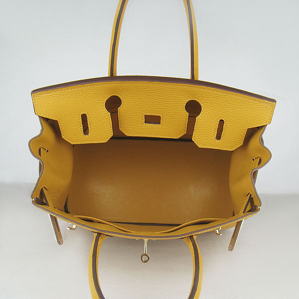 Luxury Hermes Birkin 30cm Togo Leather Handbags Yellow Golden