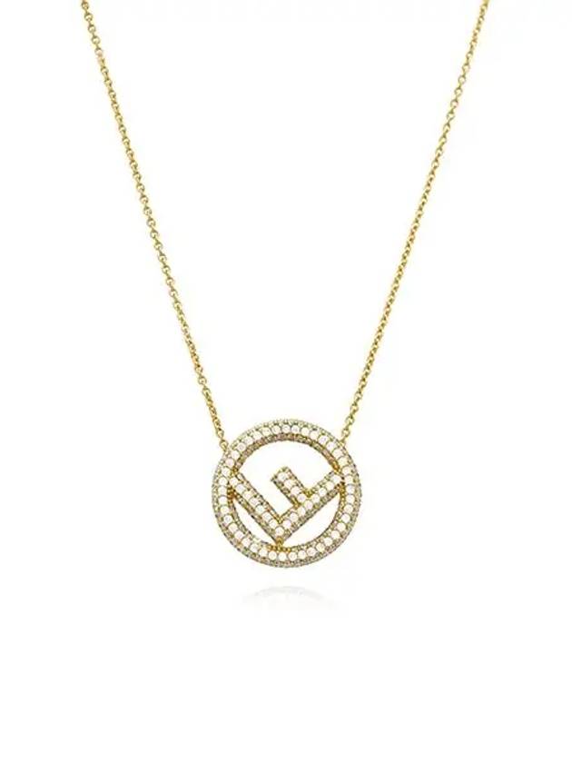 Luxury Fendi F Logo Pendant Necklace Gold