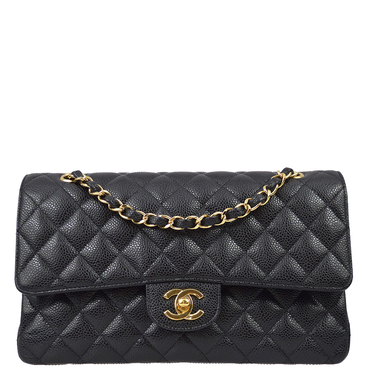 Luxury Chanel 2008-2009 Black Caviar Medium Classic Double Flap Bag