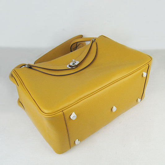 Luxury Hermes Lindy 34cm handbag 6208 yellow Silver