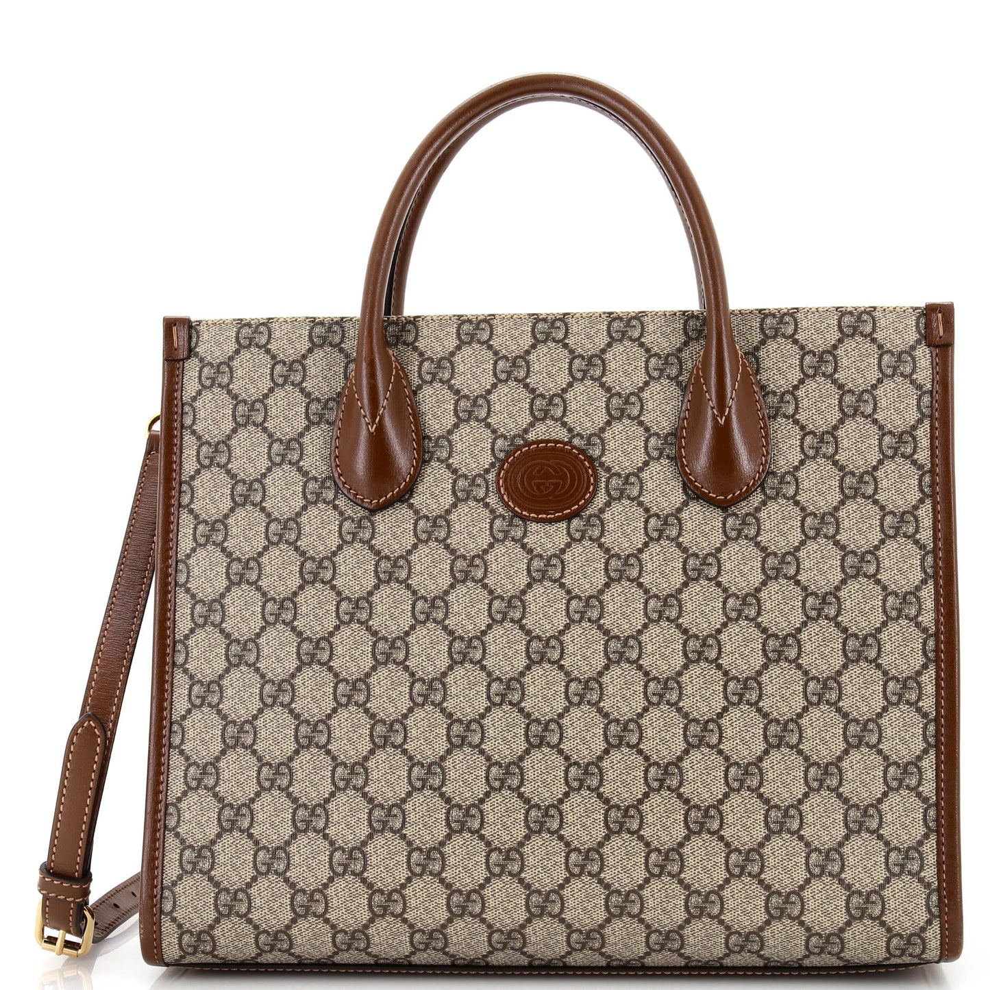 Luxury Gucci Trending 2025 Structured Top Handle Open Tote GG Coated Canvas Small
