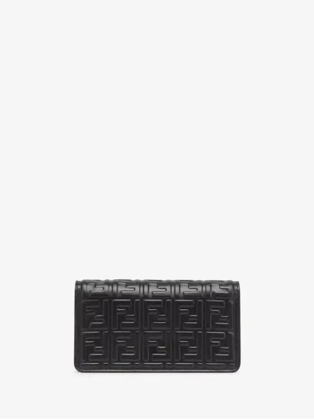 Luxury Fendi FF Baguette Nappa Leather Long Wallet Black
