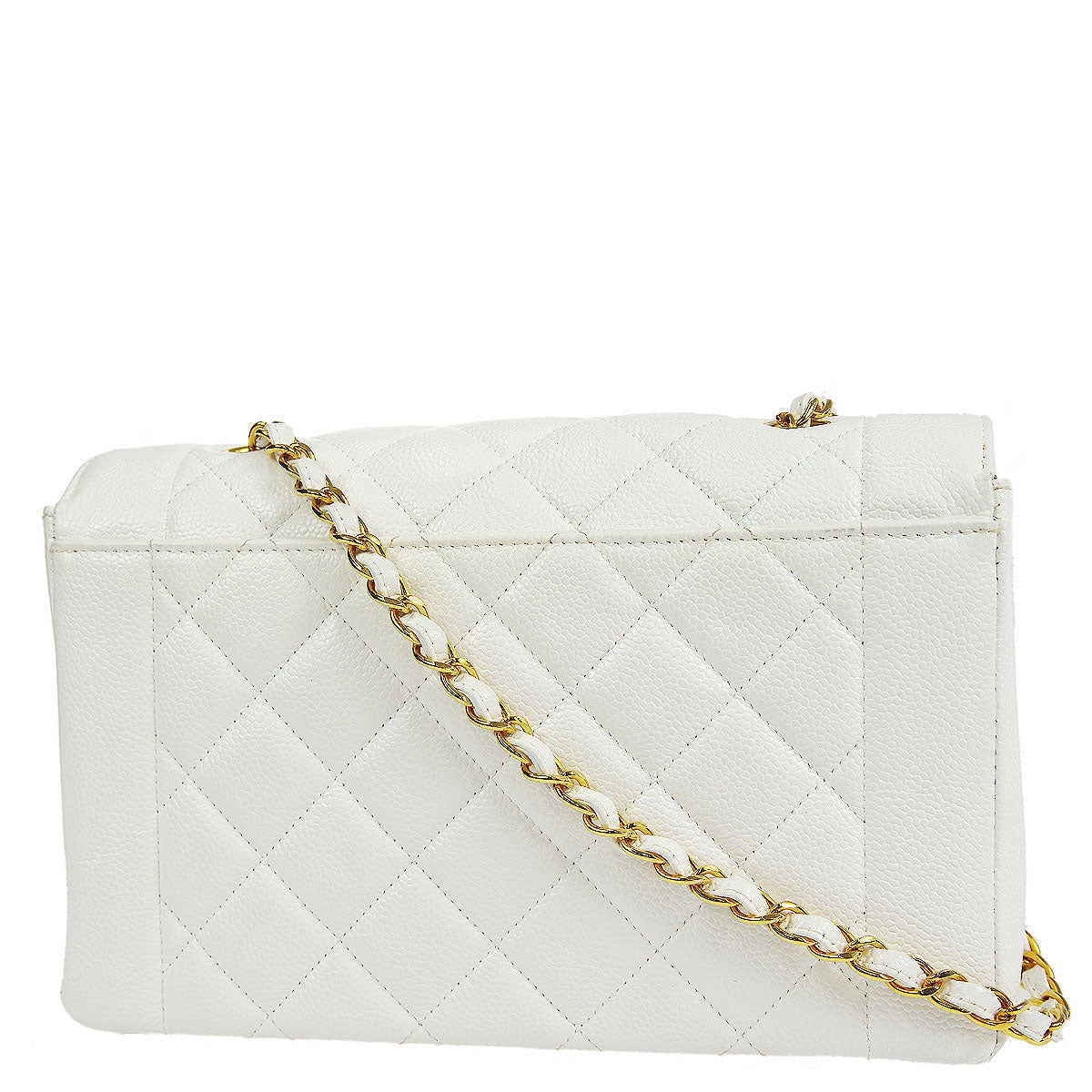 Luxury Chanel * 1997-1999 Medium Diana Chain Shoulder Bag White Caviar
