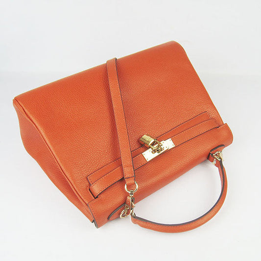 Luxury Hermes Kelly 32cm Togo Leather 6108 Orange Golden