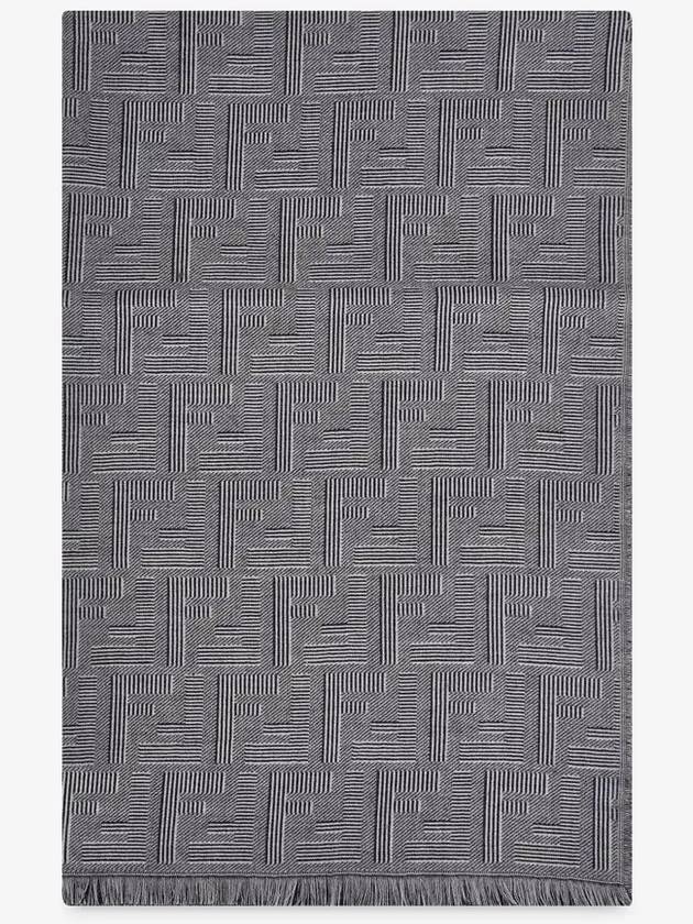 Luxury Fendi Men's All-Over Shadow Wool Silk Scarf Blue