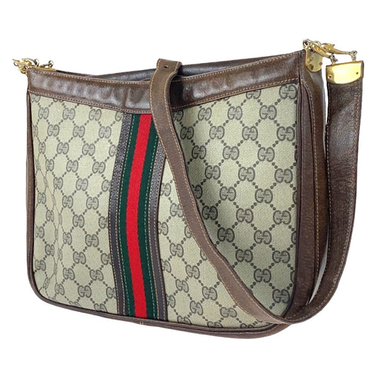 Luxury Gucci Trending 2025 Vintage Sherry Line PVC/Leather Shoulder Bag