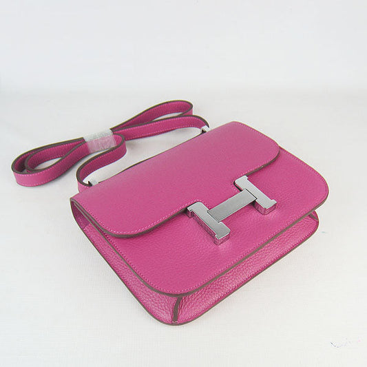 Luxury Hermes Constance Cowskin Leather Bag H017 peach silver