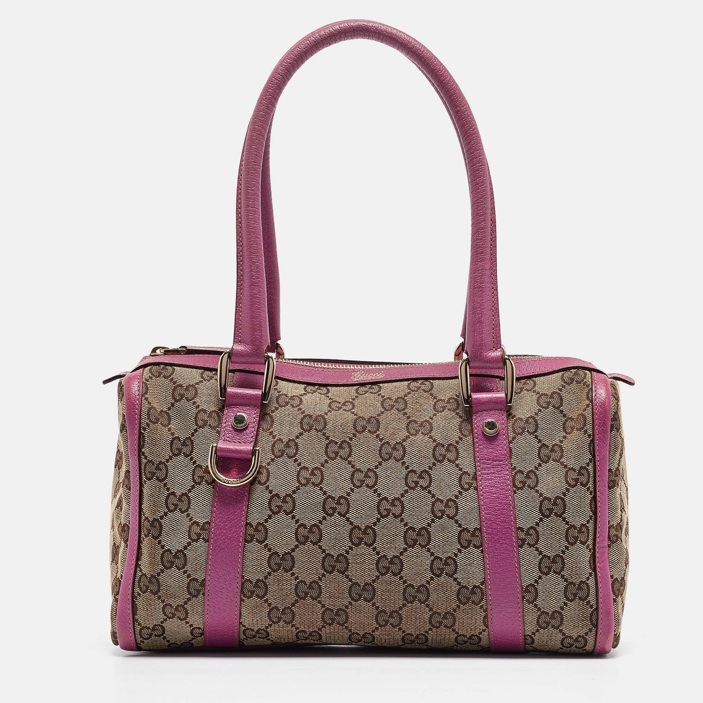 Luxury Gucci Trending 2025 Pink/Beige GG Canvas and Leather Abbey Boston Bag