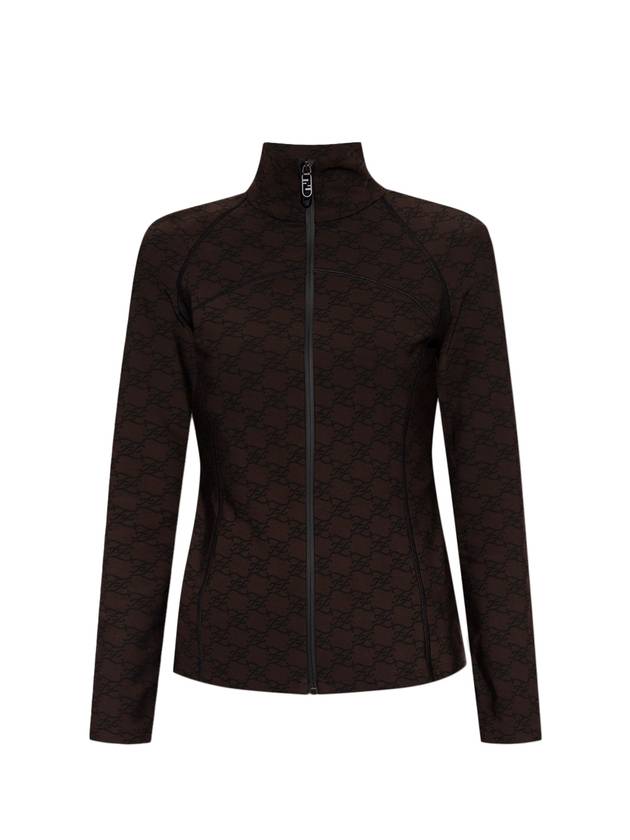 Luxury Fendi Karligraphy Zip-Up Jacket Brown