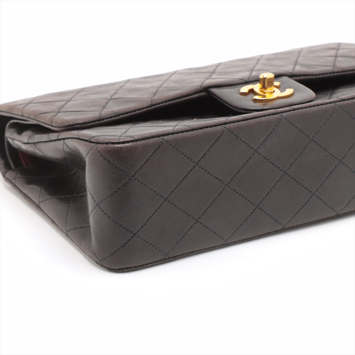 Chanel Matrasse 25  Double Flap Double Chain Bag Black G  3rd A01112 Snap Cracked