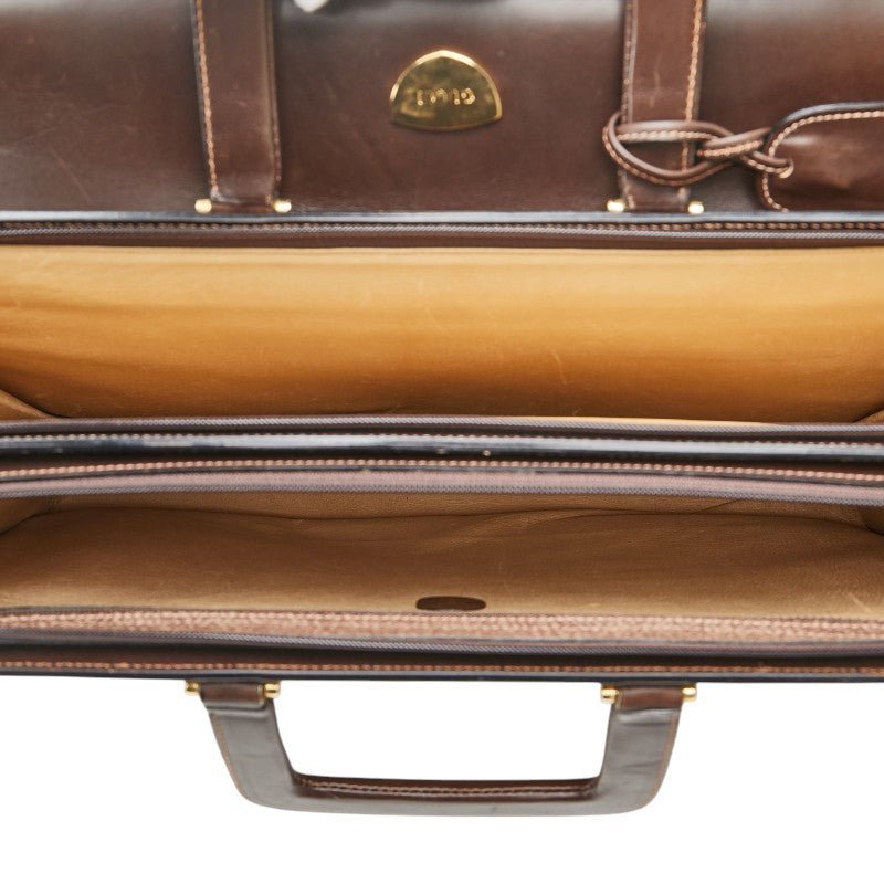 Gucci Leather Emblem Logo Briefcase