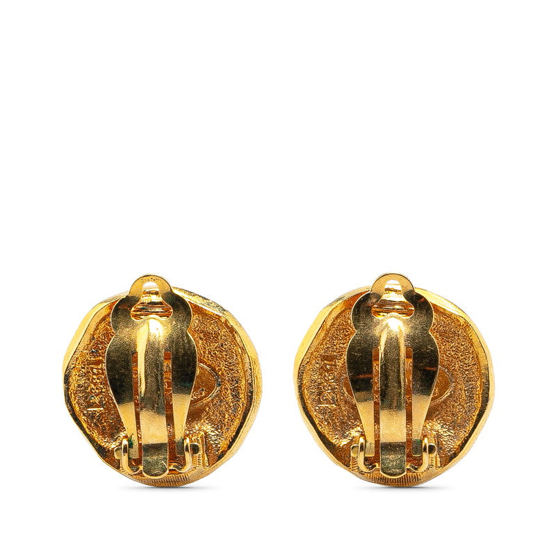 Chanel Vintage Lion Motif Earrings Gold