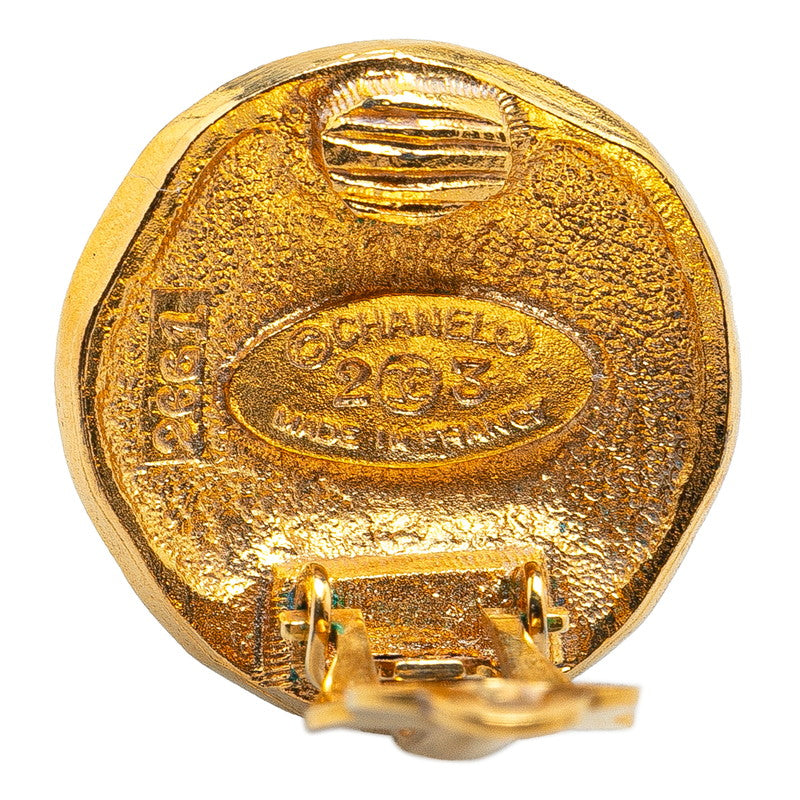Chanel Vintage Lion Motif Earrings Gold